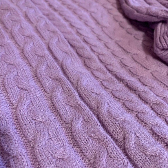 Lilac Cable Knit V Front Sweater Dress | PLT - Picture 8 of 8